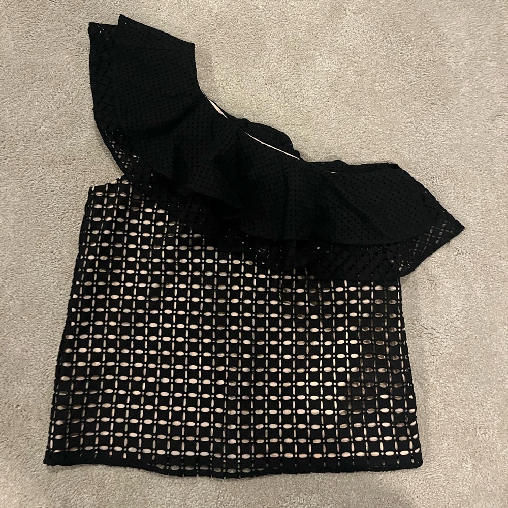 J. Crew Black Eyelet Top